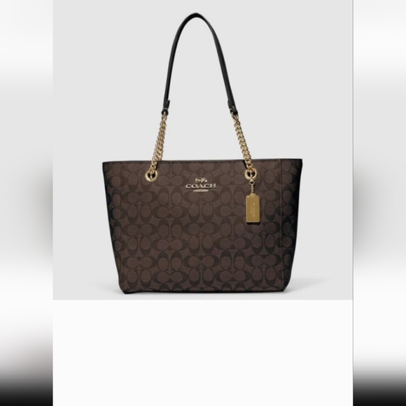 Sold 🎈Coach Signature Brown and Gold Tote - Picture 3 of 12